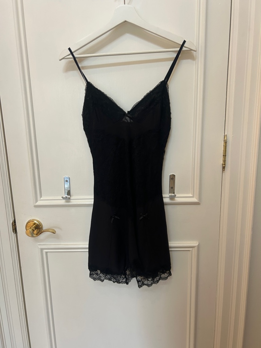 Black Lace-Trim Slip Dress with Adjustable Straps